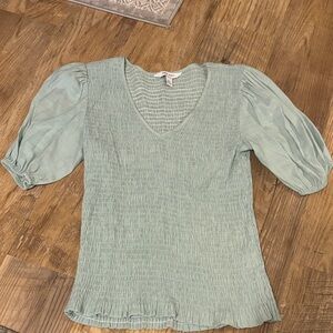 Nine West Mint Green Puff Sleeve Blouse